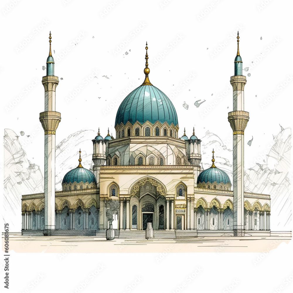 mosque design on poscard image generative ai