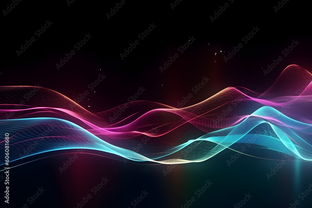 Pink and blue abstract neon waves black background Pink and blue abstract neon waves black background
