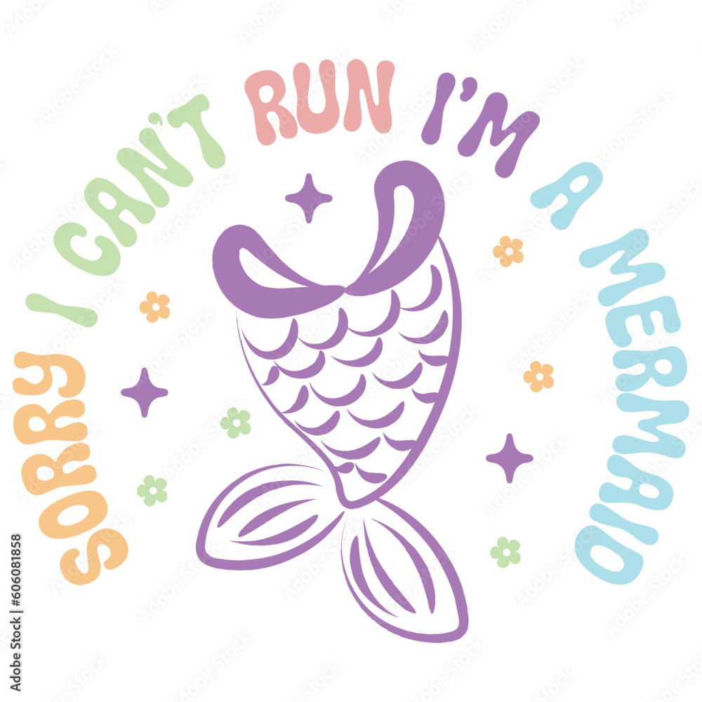Naklejka premium Mermaid Retro Design