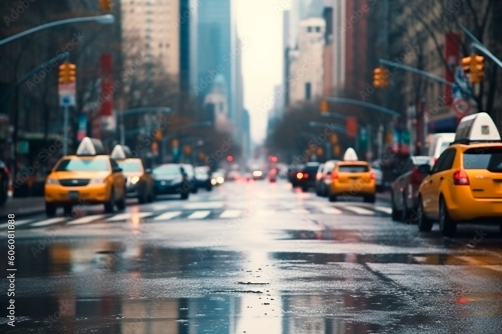 Obraz premium Blurred background New York street. Generative AI