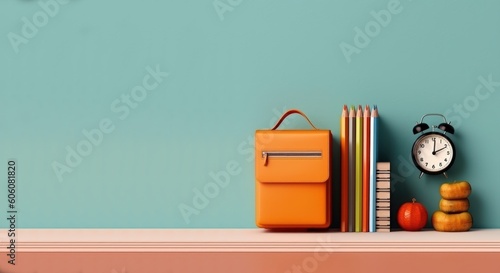 school supplies and back to school concept, generative ai photo