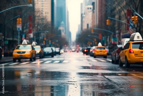 Blurred background New York street. Generative AI © KEA