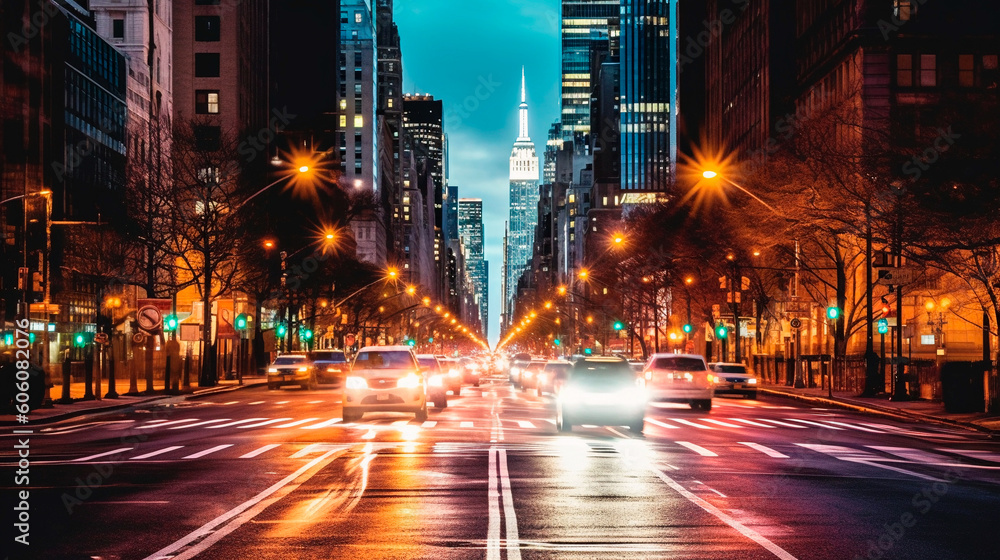 Blurred background New York street. Generative AI