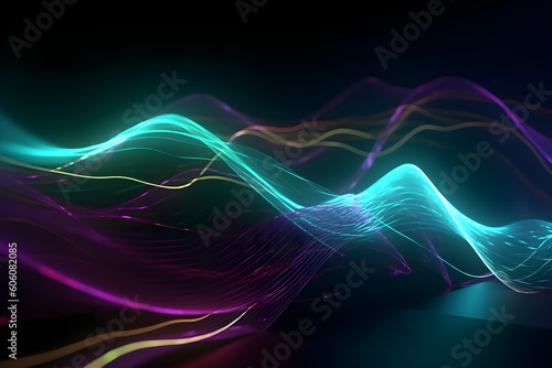Abstract neon waves  Generative AI