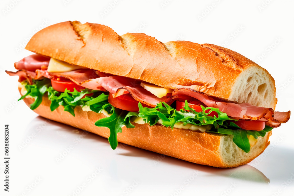 submarine meet sandwich on a white background. Generative AI submarine meet sandwich on a white background. Generative AI