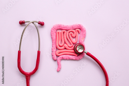Foto Intestines colon organ stomach shape of plasticine