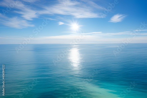海の水面に日光が輝く、空は美しい雲と青空 © sky studio