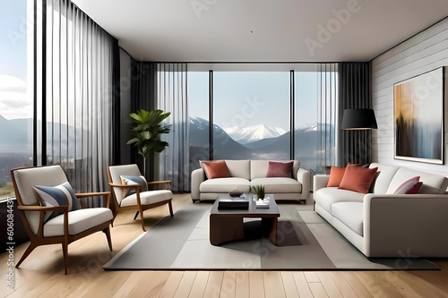 Natural Elegance of a Living Room Filled with Furniture and Sunlight  a digital rendering  minimalism  minimalist  rendered in unreal engine  unreal engine 5  