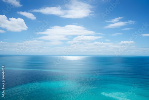海の水面に日光が輝く、空は美しい雲と青空 © sky studio