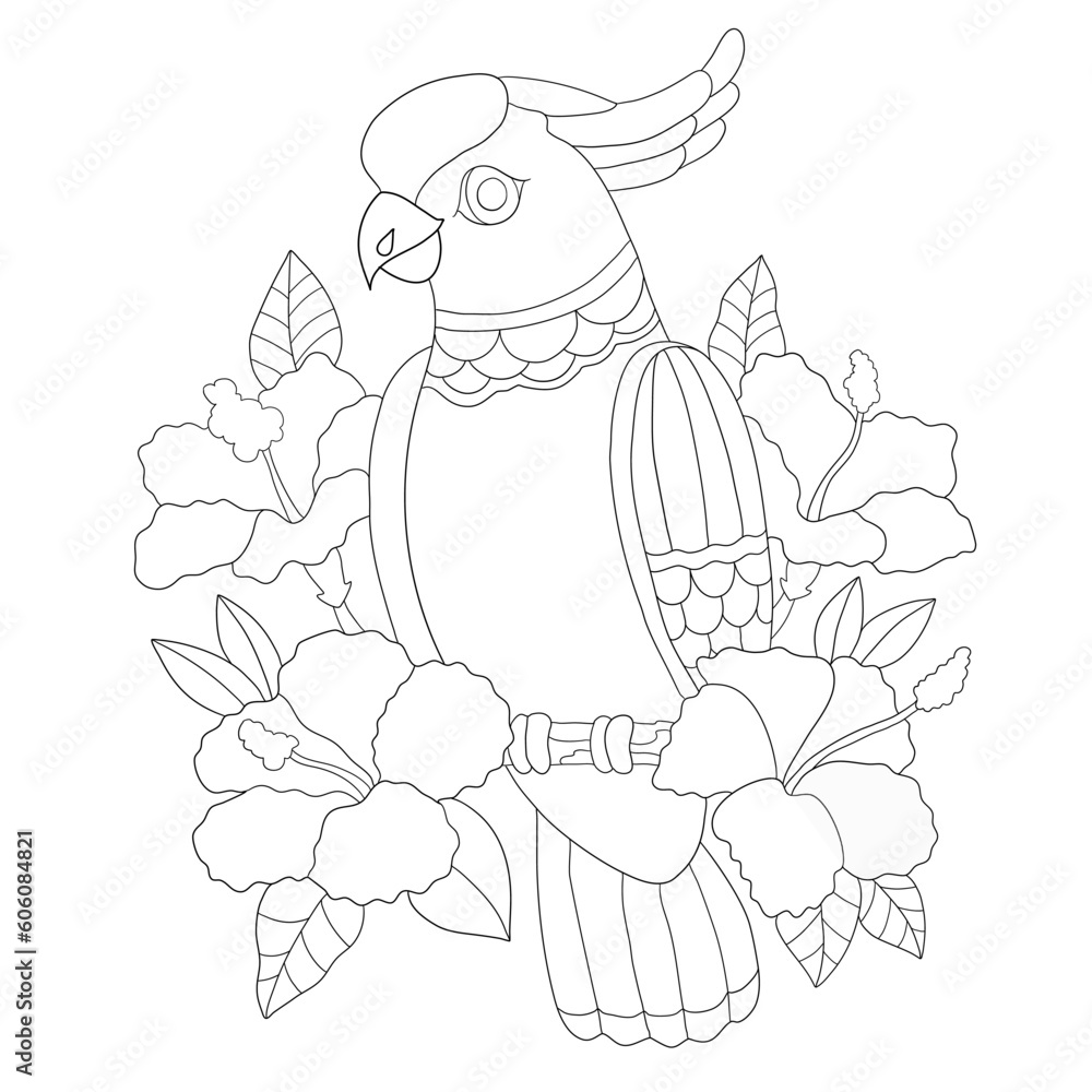 Fototapeta premium children's coloring book with a parrot