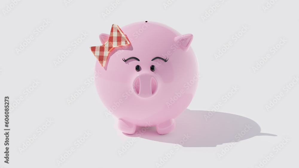 Pink piggy bank for dropping coin isolated on white background 3d Rendering Pink piggy bank for dropping coin isolated on white background 3d Rendering