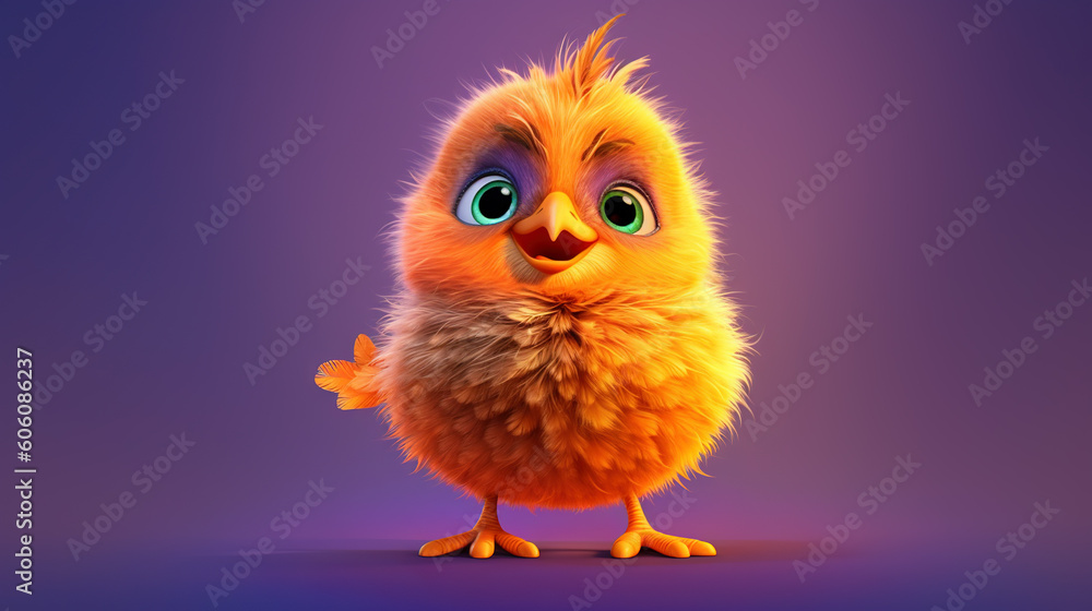 Colorful little bird, cartoon illustration - generative AI, AI generated Colorful little bird, cartoon illustration - generative AI, AI generated