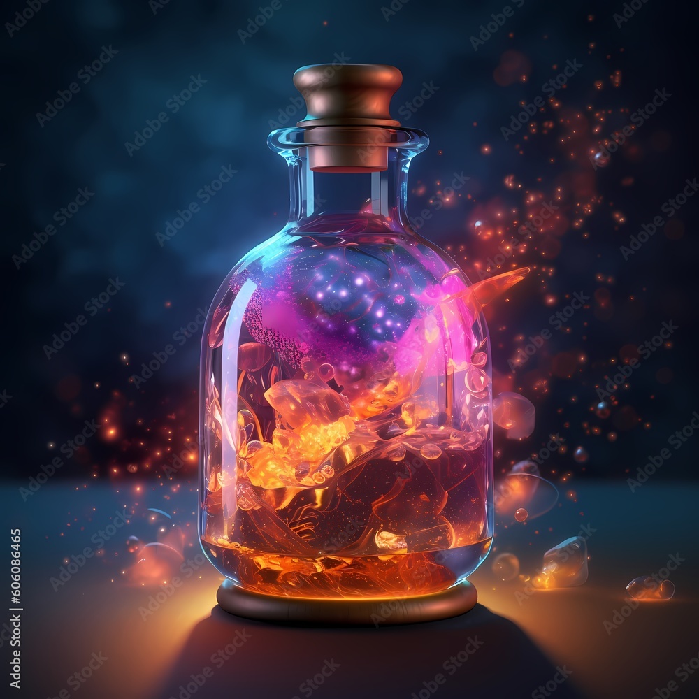 3d render of magic potion,Generative AI 3d render of magic potion,Generative AI