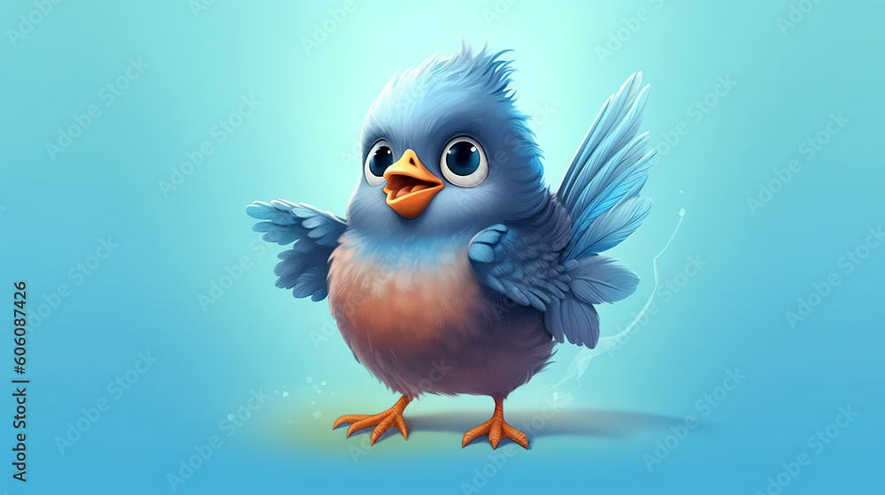 Obraz premium Colorful little bird, cartoon illustration - generative AI, AI generated