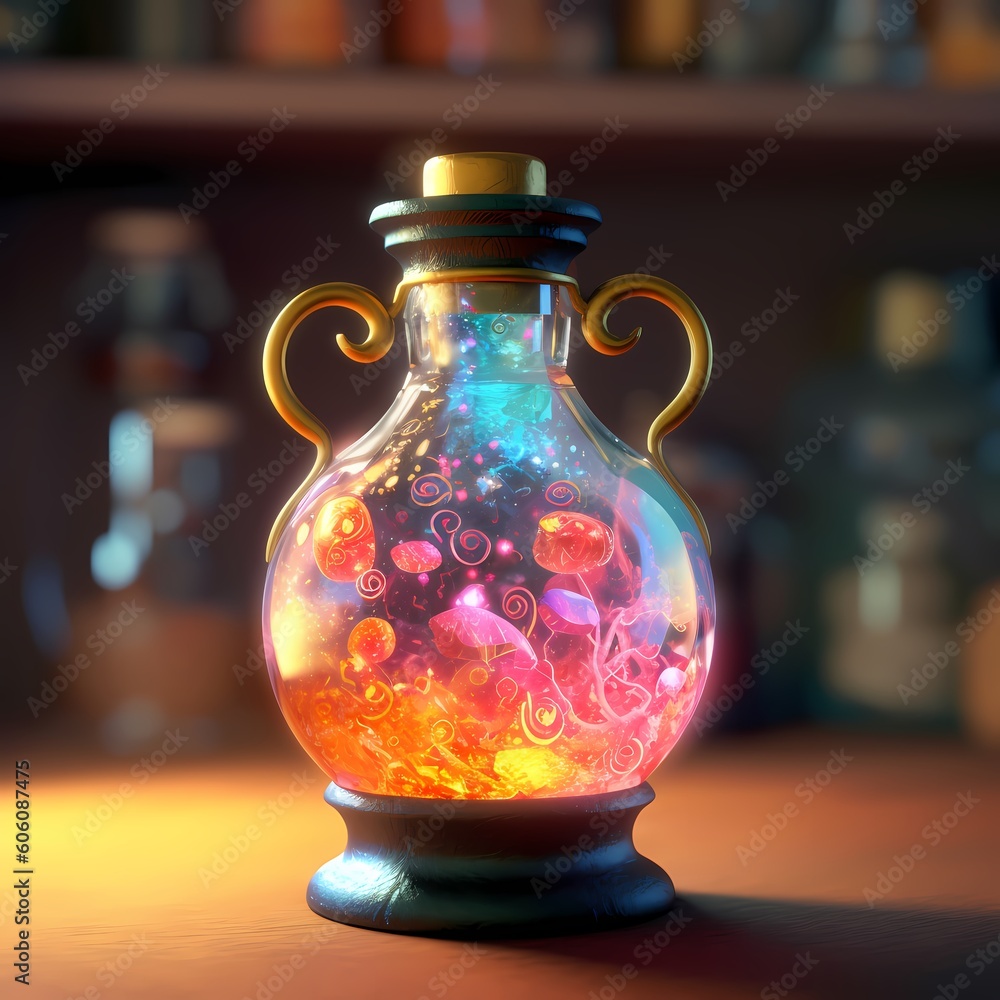 3d render of magic potion,Generative AI 3d render of magic potion,Generative AI