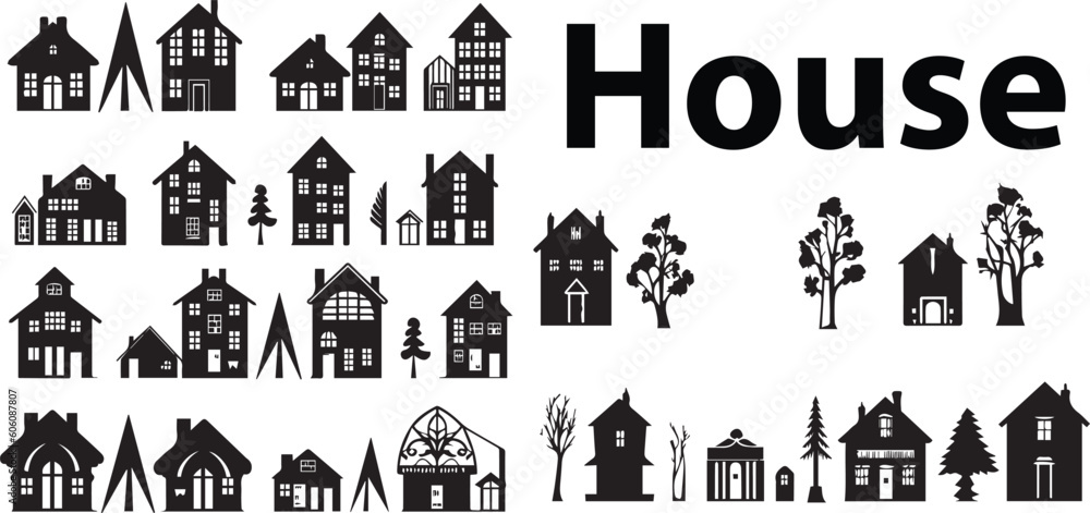 Illustration Of A Set Of Silhouette Real Estate House Vector Designs   1000 F 606087807 JdrBliVcMCLpVU3K0l7knYNB8o2O4TP2 