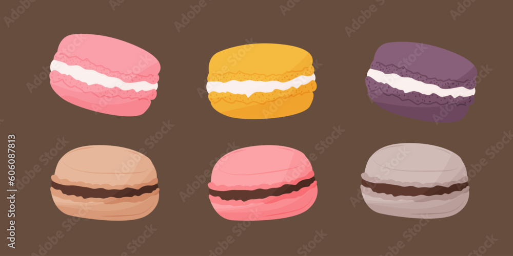 A set of colored macaroons. A sweet French dessert A set of colored macaroons. A sweet French dessert