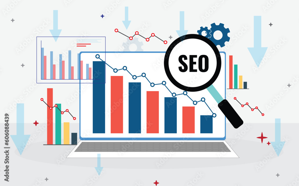 SEO Core Update Declining Growth Bar Graph Graphical Illustration SEO Core Update Declining Growth Bar Graph Graphical Illustration