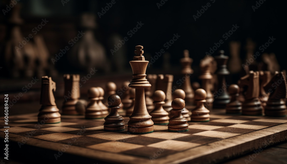 Strategic chess battle, success for the king generated by AI Strategic chess battle, success for the king generated by AI