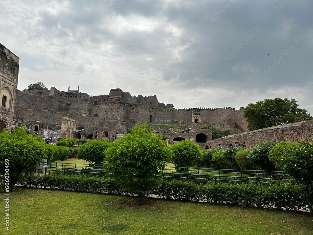 Golconda fort front view ; Hyderabad, India