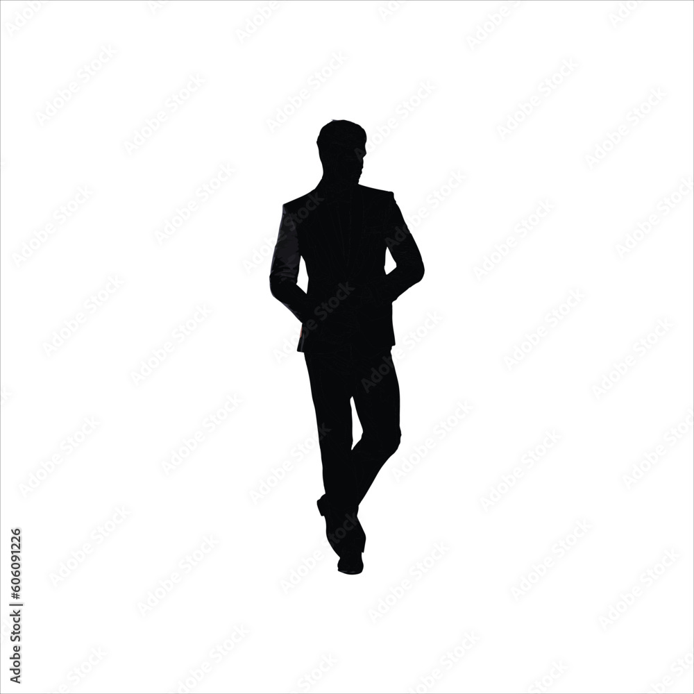  A standing person puts his legs one on another silhouette vector art.
