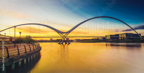 Infinity Bridge at sunset In Stockton-on-Tees, UK