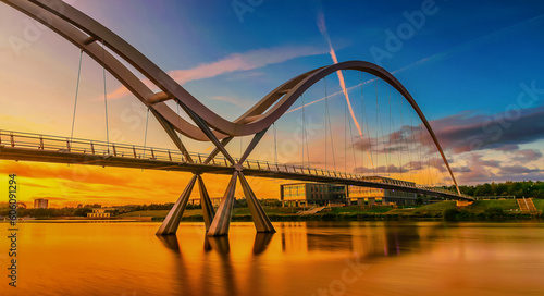 Fototapeta Naklejka Na Ścianę i Meble -  Infinity Bridge at sunset In Stockton-on-Tees, UK