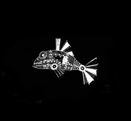 Foto auf Acrylglas Surrealismus Graphic Fish Black and White  © vali_111