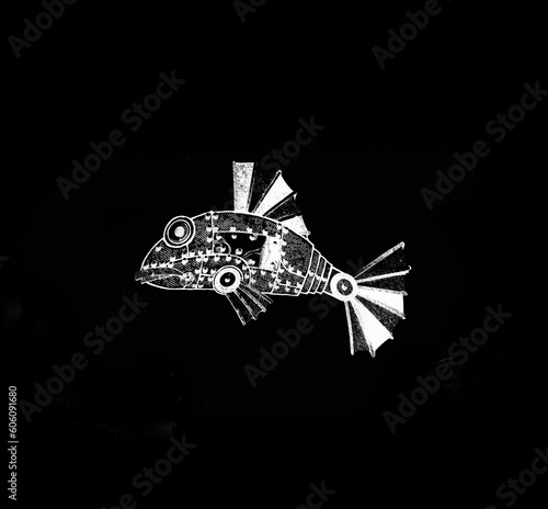 Graphic Fish Black and White