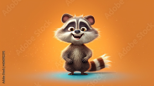 Adorable cartoon raccoon illustration - generative AI, AI generated