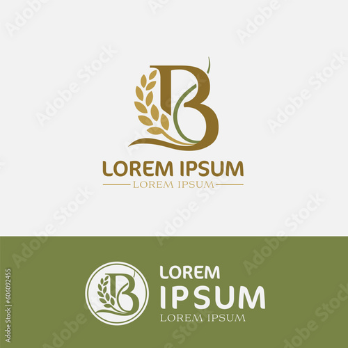 concept of  letter B, logo design  rice farm branding