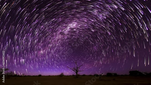 star trails with the centre of the southern night sky, nightscape, night full of stars