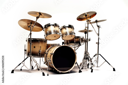 Music drum set isolated from white background. Generative AI