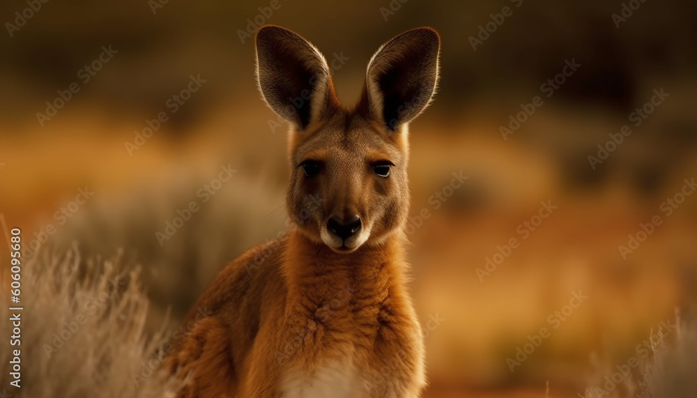 Fluffy wallaby ear in close up at sunset generated by AI Fluffy wallaby ear in close up at sunset generated by AI