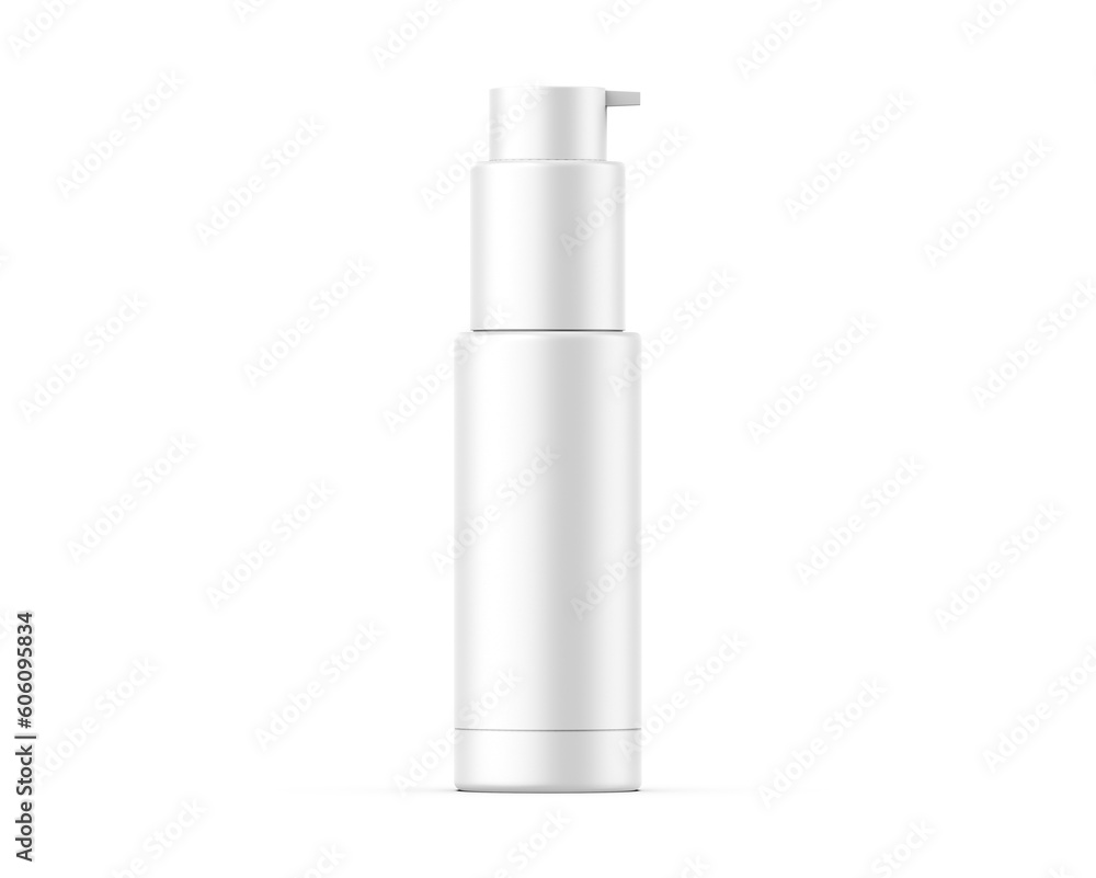 Blank plastic cosmetic round shape lotion bottle for branding, 3d render illustration Blank plastic cosmetic round shape lotion bottle for branding, 3d render illustration
