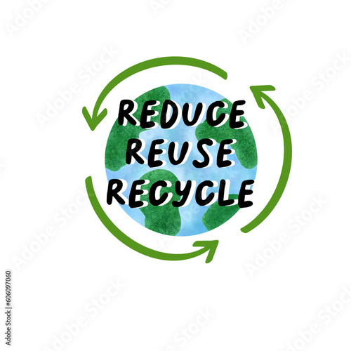 eco friendly label, Reduce Reuse Recycle earth. hand drawn drawing illustration sustainable earth 
