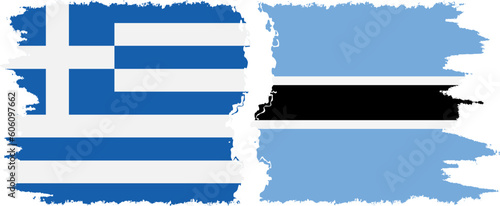 Botswana and Greece grunge flags connection vector