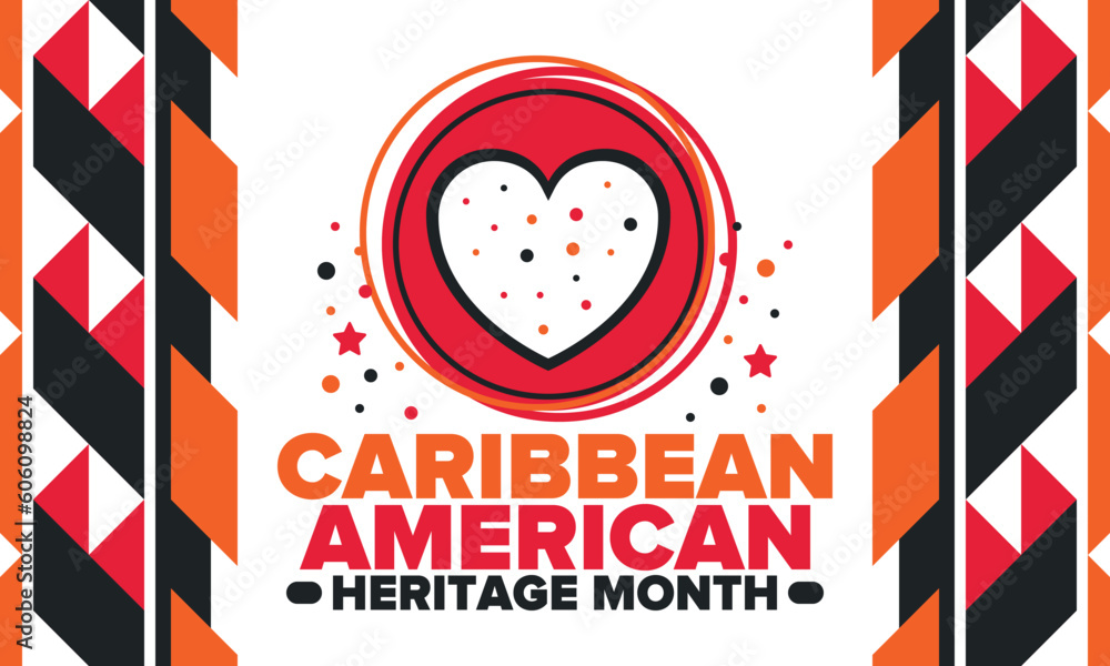 Fototapeta premium Caribbean American Heritage Month in June. Culture Month to the people of America. Celebrate annual with festival. Happy holiday. Poster, card, banner and background. Vector illustration