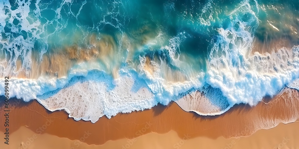 Aerial view drone over beach sea.by generative ai Aerial view drone over beach sea.by generative ai