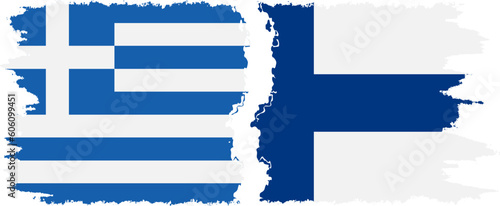 Finland and Greece grunge flags connection vector