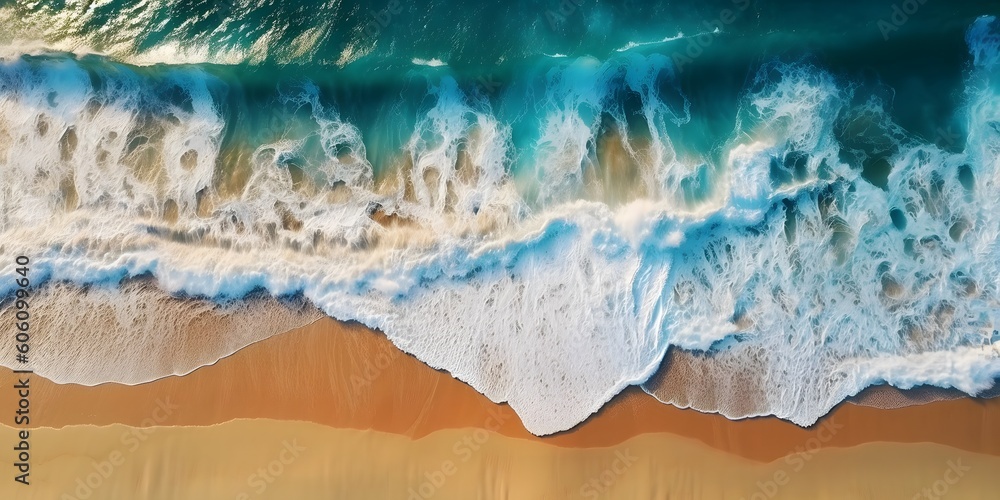 Aerial view drone over beach sea.by generative ai Aerial view drone over beach sea.by generative ai