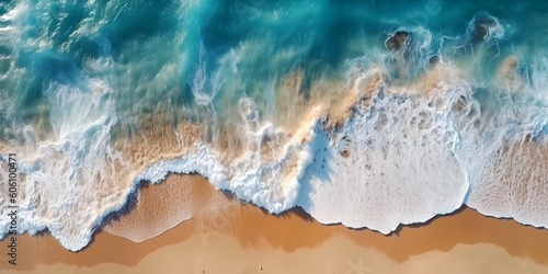  Aerial view drone over beach sea.by generative ai