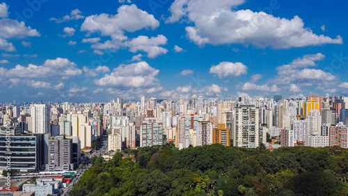 Blue Skyline drone view of São Paulo