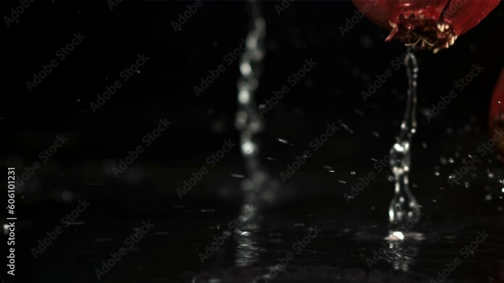 Onion falls on the table. Filmed is slow motion 1000 fps. High quality FullHD footage Onion falls on the table. Filmed is slow motion 1000 fps. High quality FullHD footage