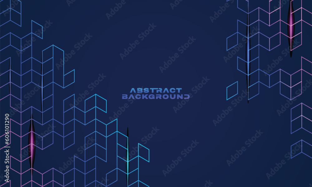Obraz premium Vector Abstract, science, futuristic, energy technology concept. Digital image of light rays, stripes lines with blue light, speed and motion blur over dark blue background.