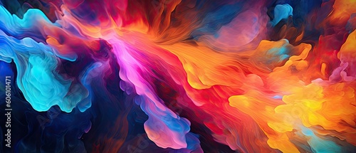 Abstract liquid background with vibrant and contrasting colors. Exclusive wallpaper texture. Illustration. Generative AI. 