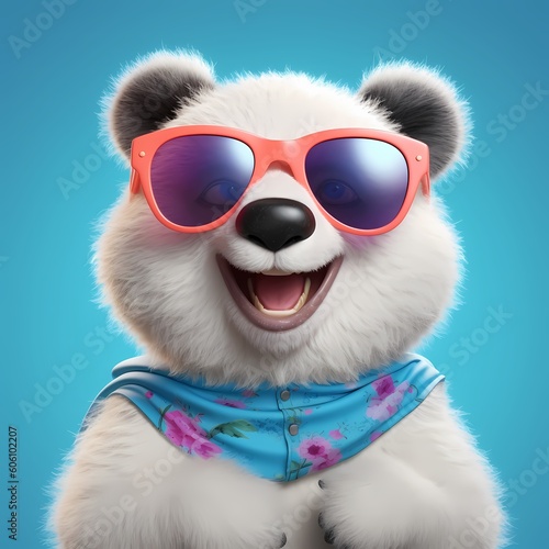 3d render of panda with sunglasses,Generative AI © sv3d