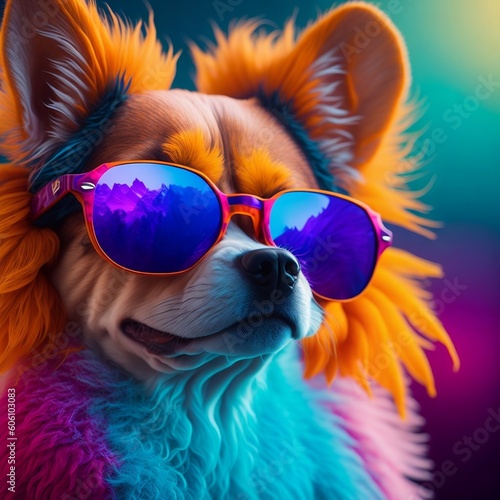 Happy Chihuahua Dog Wearing Sunglasses - Adorable Pet Portrait, generative ai © Adrian