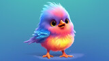 Colorful little bird, cartoon illustration - generative AI, AI generated