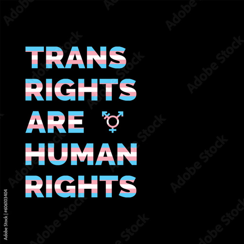 Trans rights are human rights banner with trans flag colors. Vector illustration.